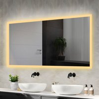 Badspiegel mit Warmweiß Beleuchtung 120x60cm Badezimmerspiegel Wandspiegel, Wandschalter-Kontrolle - Meykoers von MEYKOERS
