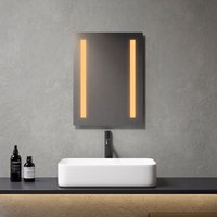 Badspiegel mit Warmweiß Beleuchtung 60x45cm Badezimmerspiegel energiesparender IP44, Wandschalter - Meykoers von MEYKOERS