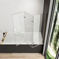 Duschabtrennung 120x140 cm Duschwand für Badewanne, 3-teilig faltbar Badewannenaufsatz mit 6mm Nano Easy Clean Glas - Meykoers von MEYKOERS