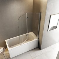 Duschabtrennung 120x140cm Faltwand für Badewanne, Duschwand Badewannenaufsatz mit 6mm Nano Easy Clean Glas - Meykoers von MEYKOERS