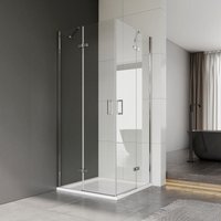 Duschkabine 80x100x195cm Dusche Eckeinstieg Scharniertür Duschabtrennung mit fester Tür 5mm esg Sicherheitsglas - Meykoers von MEYKOERS