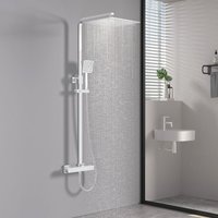 Meykoers - Duschsäule mit Thermostat 38℃, Duschsystem höhenverstellbarer Mischbatterie, Brausegarnitur Thermostat mit 300mm Kopfbrause und Handbrause von MEYKOERS