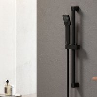Duschset mit Duschstange Mattes Schwarz Duschsystem 610 mm mit Duschschlauch, Duschkopf, Dusch Stange - Meykoers von MEYKOERS