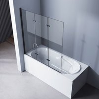 Duschtrennwand 120x140cm faltbar Duschabtrennung 3-teilig schwarz Profile, nano einfach-Reinigung, 6mm esg glas - Meykoers von MEYKOERS