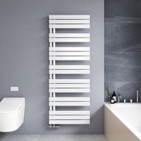Handtuchtrockner Weiß 1662x600mm Asymmetrischer Flach Badheizkörper, Warmwasser-Handtuchheizkörper Seitenanschluss 977W - Meykoers von MEYKOERS