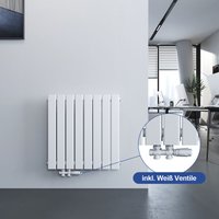 Heizkörper Weiß 63x62cm Einlagig Paneelheizkörper 450W Horizontal heizkörper mit weiß Thermostatventil Ventil - Meykoers von MEYKOERS