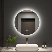 Led Badspiegel Rund 60 cm Wandspiegel Badezimmerspiegel mit Touch-Schalter mit Beleuchtung Kaltweiß 6500K - Meykoers von MEYKOERS