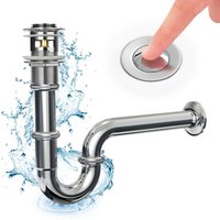 Meykoers - Abflussgarnitur Siphon - Pop Up Ventil Set, Edelstahl Röhrensiphon von, Click Clack Abfluss Ventil für Waschbecken mit Überlauf von MEYKOERS