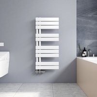 Handtuchtrockner Weiß 899x400mm Asymmetrischer Flach Badheizkörper, Warmwasser-Handtuchheizkörper Seitenanschluss 380W - Meykoers von MEYKOERS