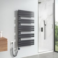Badheizkörper Elektrisch Asymmetrie Design Handtuchtrockner 1176 x 600 mm Anthrazit Flach Handtuchheizkörper 600W - Linken Anschluss - Meykoers von MEYKOERS