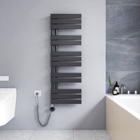 Badheizkörper Elektrisch mit Heizstab, Elektrisch Handtuchheizkörper mit Temperatureinstellung Und Timer, 1176 x 400mm Anthrazit Handtuchtrockner von MEYKOERS