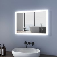 Badspiegel 50x70cm led Badezimmerspiegel Beleuchtung Wandspiegel mit Touch-Schalter, Kaltweiß Licht - Meykoers von MEYKOERS