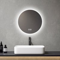 Badspiegel Rund 50cm mit Beleuchtung, Badezimmerspiegel mit Touch und 3 Lichtfarbe Dimmbar led - Meykoers von MEYKOERS