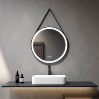 Meykoers Badspiegel Rund 70cm mit Beleuchtung und Touch, Badezimmerspiegel mit 3 Lichtfarbe Dimmbar LED von MEYKOERS