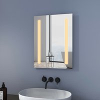 Badspiegel mit Beleuchtung 45x60cm Badezimmerspiegel, Wandschalter mit Warmweiß Beleuchtung Wandspiegel - Meykoers von MEYKOERS