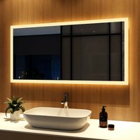 Badspiegel mit led Beleuchtung 120x60cm Badezimmerspiegel Wandschalter, Warmweiß Licht 3000K - Meykoers von MEYKOERS