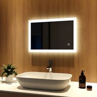 Badspiegel mit LED-Beleuchtung 40x60cm Badezimmerspiegel mit Touchschalter und Beschlagfrei, Kaltweiß Licht 6500K - Meykoers von MEYKOERS