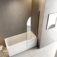 Duschabtrennung 90x140cm Duschwand für Badewanne, 180°Single Faltbar Duschwand Badewannenaufsatz mit 6mm Nano Easy Clean Glas - Meykoers von MEYKOERS
