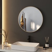 Einfache Badspiegel ф50cm Gebürstetes Gold Rahmen Rund Wandspiegel Badezimmerspiegel - Meykoers von MEYKOERS
