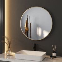 Einfache Badspiegel ф60cm Gebürstetes Gold Rahmen Rund Wandspiegel Badezimmerspiegel - Meykoers von MEYKOERS