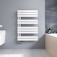 Meykoers Handtuchtrockner Weiß 899x600mm Asymmetrischer Flach Badheizkörper, Warmwasser-Handtuchheizkörper Seitenanschluss 532W von MEYKOERS
