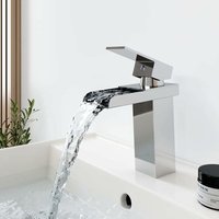 Wasserfall Wasserhahn, Einhebelmischer Wasserhahn aus Edelstahl für kaltes und heißes Wasser erhältlich, für Badezimmer Waschbecken - Meykoers von MEYKOERS