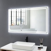 Led Badspiegel 100x60cm Badezimmerspiegel mit Beschlagfrei und Taste, Wandspiegel mit Warmweiße und Kaltweiße Beleuchtung - Meykoers von MEYKOERS