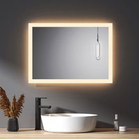 Led Badspiegel 70x50cm Badezimmerspiegel Wandschalter mit Warmweißer Beleuchtung energiesparender IP44 - Meykoers von MEYKOERS