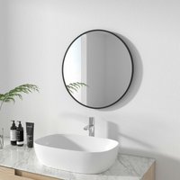 Runder Badspiegel Schwarz ф60cm Wandspiegel mit matt schwarz Metallrahmen Spiegel rund Dekospiegel - Meykoers von MEYKOERS