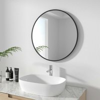 Runder Badspiegel Schwarz ф70cm Wandspiegel mit matt schwarz Metallrahmen Spiegel rund Dekospiegel - Meykoers von MEYKOERS