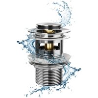 Ablaufgarnitur Pop-Up Ventil 1 1/4 Zoll aus Messing mit Überlauf Abflussgarnitur für Waschtisch/Waschbecken - Meykoers von MEYKOERS