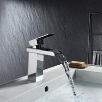 Meykoers Wasserhahn Wasserfall Auslauf Heißes und Kaltes Wasser Einhebelmischer Mischbatterie für Badezimmer Waschtischarmatur von MEYKOERS