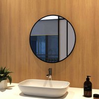 Wandspiegel ф50cm rund Einfache Badspiegel matt schwarzer Rahmen Badezimmerspiegel - Meykoers von MEYKOERS