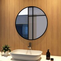 Wandspiegel ф70cm rund Einfache Badspiegel matt schwarzer Rahmen Badezimmerspiegel - Meykoers von MEYKOERS