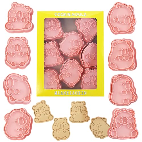 MEZHEN Capybara Ausstechformen Capybara Ausstechform Einschulung Ausstecher Backform Tiere Keksausstecher Fondant Ausstecher Plätzchenformen Deko Geburtstag Keksformen 8 Stück von MEZHEN