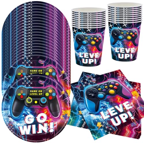MEZHEN Gamepad Partygeschirr Kindergeburtstag Deko Geburtstag Party Geschirr Videospiel Pappteller Becher Servietten Gamepad Tischdeko Set 20 Persone MEZHEN Gamepad Partygeschirr Kindergeburtstag Deko Geburtstag Party Geschirr Videospiel Pappteller Becher Servietten Gamepad Tischdeko Set 20 Persone von MEZHEN