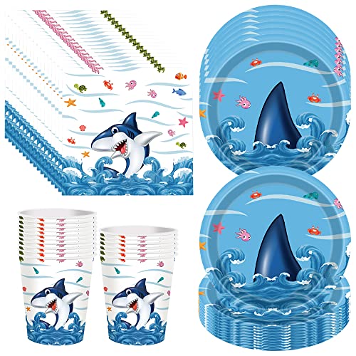 MEZHEN Hai Partygeschirr Meerestier Kindergeburtstag Deko Hai Geburtstag Party Geschirr Pappteller Becher Servietten Partygeschirr Set Tischdeko 16 Persone MEZHEN Hai Partygeschirr Meerestier Kindergeburtstag Deko Hai Geburtstag Party Geschirr Pappteller Becher Servietten Partygeschirr Set Tischdeko 16 Persone von MEZHEN
