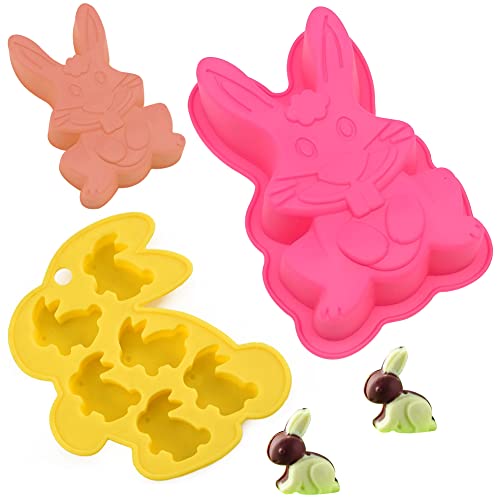 MEZHEN Ostern Silikonformen Backform Hase Kuchenform Silikon Schokoladenformen Ostern Hase Kuchenbackform Mousse Soap Eiswürfelform Ostern Form Motivbackformen 2 Stück von MEZHEN