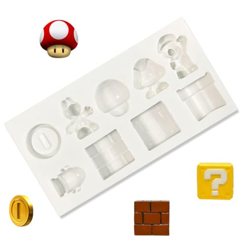 MEZHEN Silikonform für Mario Fondant Form Silikon Backform 3D Silikonformen Fondant Mario Schokoladenformen DIY Kuchen Süßigkeiten Gelee Tortedeko Geburtstag Babyparty von MEZHEN