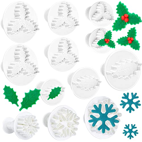 MEZHEN Ausstechformen Weihnachten Ausstecher Stechpalmenblätter Platzchenformen Holly Leaves Keksausstecher Schneeflocke Backförmchen Christmas Cookie Cutter von MEZHEN