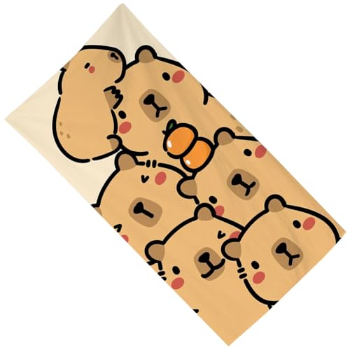 MEZHEN Strandtücher Capybara Strandtuch Kinder Schnell Trocknend Badetuch Mikrofaser Strandtuch Schwimmen Duschtuch Camping Handtuch Tragbares Badetuch Capybara Reise Strand Sauna von MEZHEN