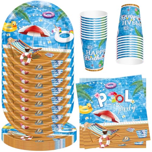 MEZHEN Swimming Pool Partygeschirr Kindergeburtstag Deko Summer Geburtstag Party Geschirr Pool Pappteller Becher Servietten Geburtstagsparty Sommerparty Babyparty Strand Tischdeko MEZHEN Swimming Pool Partygeschirr Kindergeburtstag Deko Summer Geburtstag Party Geschirr Pool Pappteller Becher Servietten Geburtstagsparty Sommerparty Babyparty Strand Tischdeko von MEZHEN