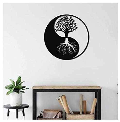 Yin Yang 3D Silhouette Wandbehang, Baum des Lebens Wanddeko Aus Metall, Blume des Lebens Kunstwerk Zeichen, für Home Office Dekoration Skulptur 42cm(16.5in) von MEZITZ