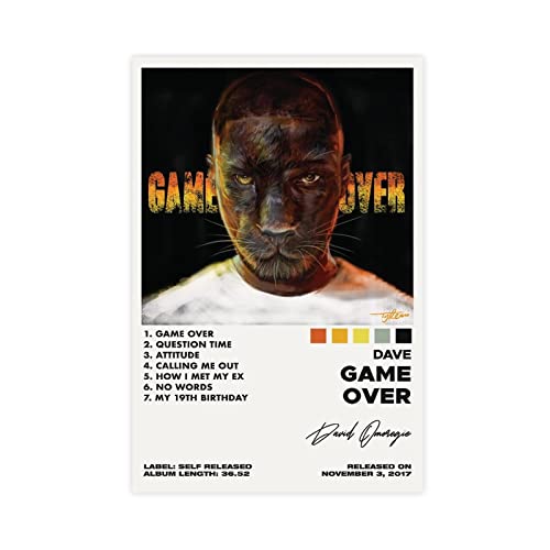 MEZUMI Rapper Dave Game Over Album Cover Leinwand Poster Schlafzimmer Dekor Sport Landschaft Büro Zimmer Dekor Geschenk Unrahmen-Stil 50 x 75 cm von MEZUMI