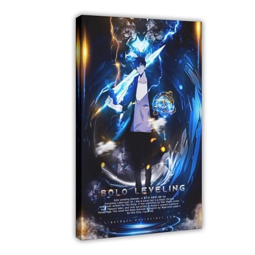 MEZUMI Solo Leveling Sung Jinwoo Anime 4 Leinwand Poster Schlafzimmer Dekor Sport Landschaft Büro Zimmer Dekor Geschenk Rahmenstil 30 x 45 cm von MEZUMI