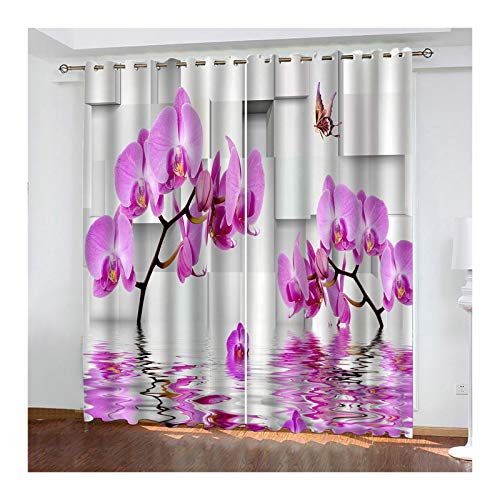 MF.CHAMA Vorhänge In Wohnzimmer, Vorhänge Fenster Orchidee Rosa 274x264CM 2 Panels von MF.CHAMA