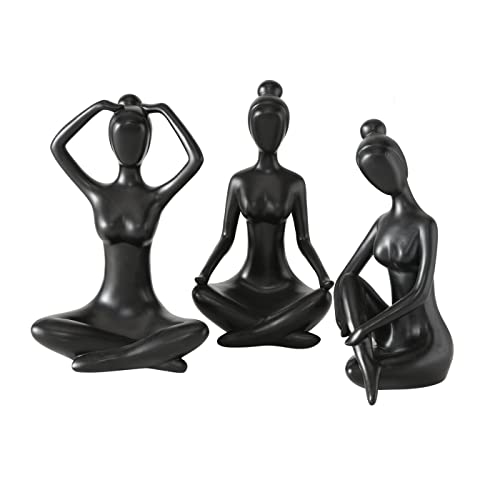 MF 3er Set XXL Grösse Handgemachte Yoga Figuren Marie und ihre Yogapraxis in schwarz Höhe 30cm von MF