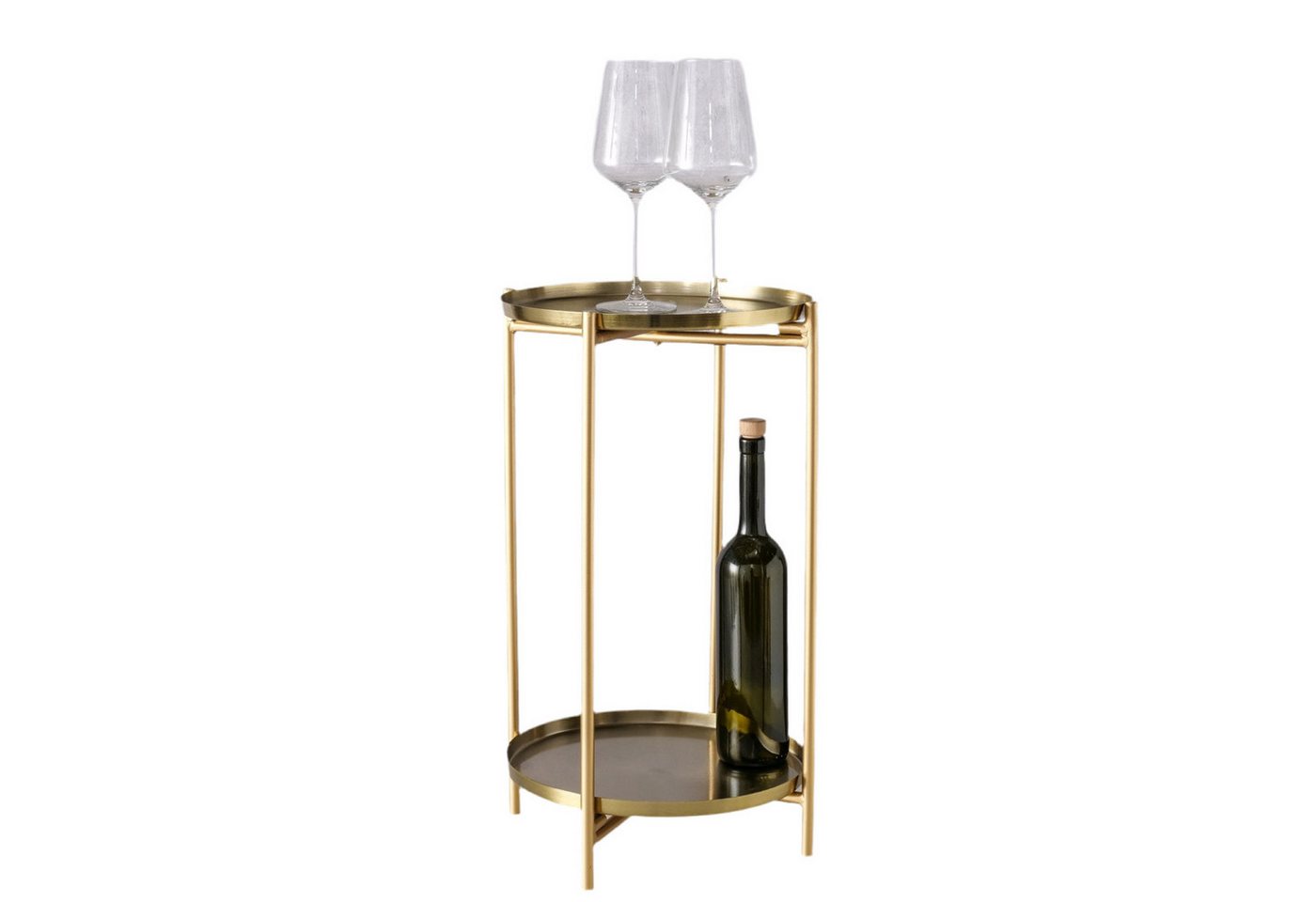 MF Beistelltisch Goldener Beistelltisch Liora – Rund, 2 Ablagen, Metall (2-St) von MF