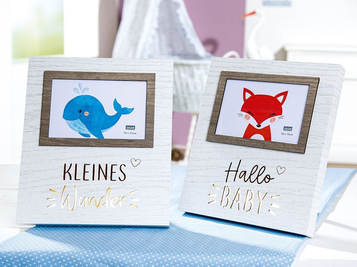 MF Bilderrahmen LED Fotorahmen Fuchs und Wal – für Baby oder Kinderzimmer, für 3 Bilder (2 St) von MF