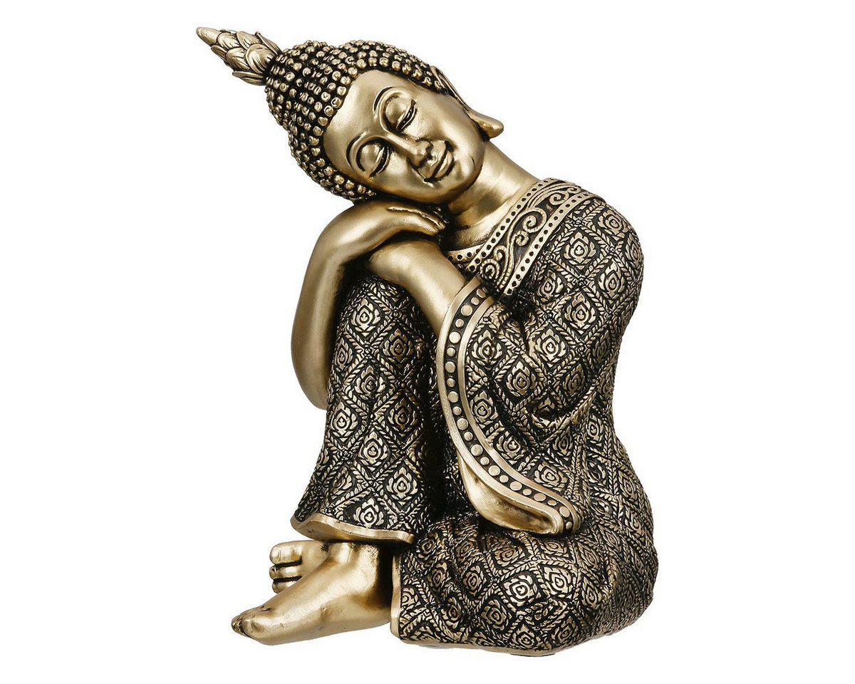 MF Buddhafigur Buddha Figur Samadhi Gold Schwarz 17cm (1 St) von MF